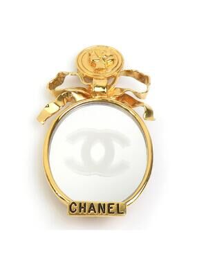 Chanel Cc Logo Brooch Gold-Tone Metal #209045C18B